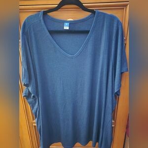 OLD NAVY Plus Size Blue Ribbed V-neck Short Sleeve Shirt